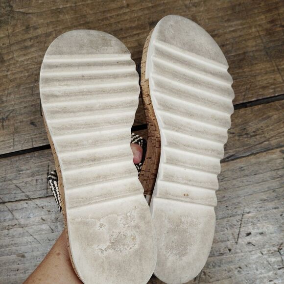 Steve Madden Sz 7.5M Sandals Kabel Cork Shoes Wide Straps Ankle Wedge - Picture 7 of 8